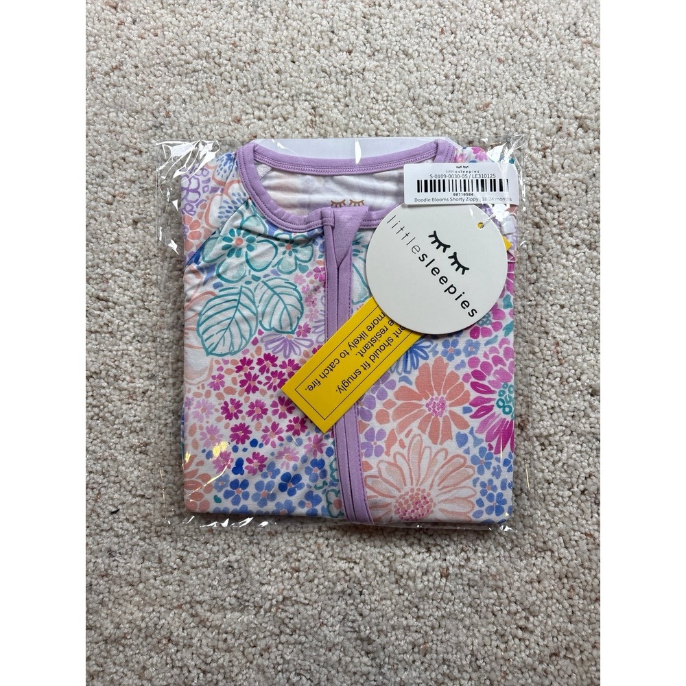 Little Sleepies Doodle Blooms shorty Zippy 18-24 mo NEW